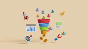 Entonnoir de marketing avec icônes